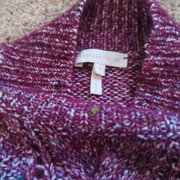 Rebecca Taylor Tweed Mockneck Pullover in Bordeaux Wool Alpaca Size Small - Picture 7 of 10